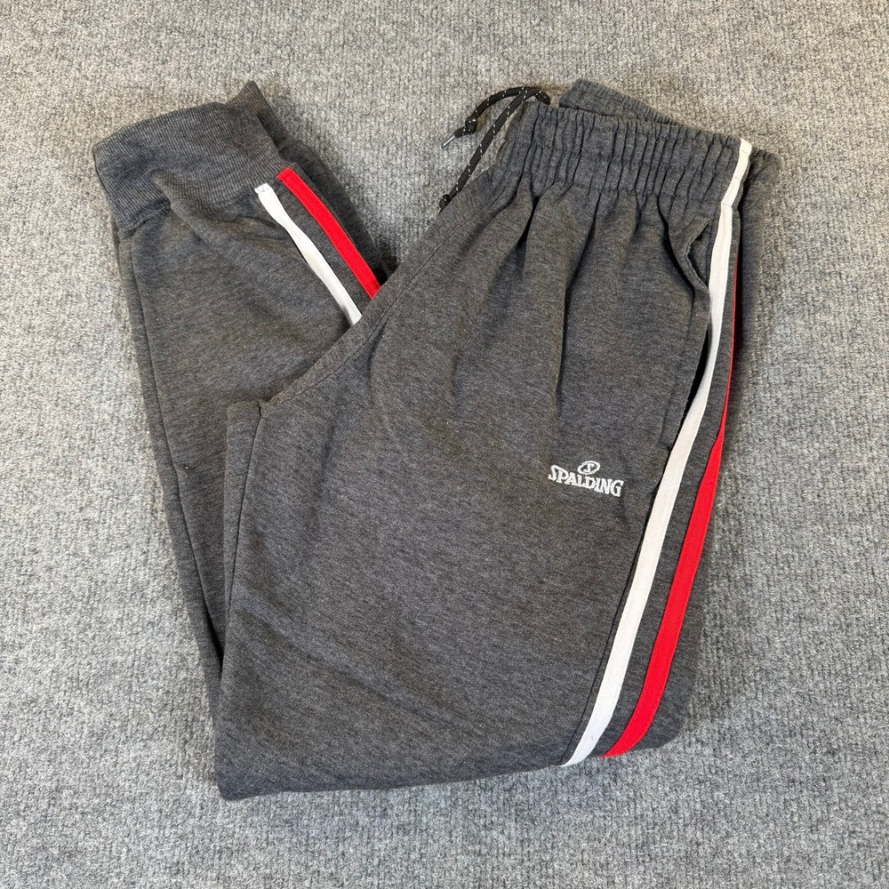 Spalding Mens Gray Red White Side Stripe Jogger Sweatpants Size M SMP8706 #4034